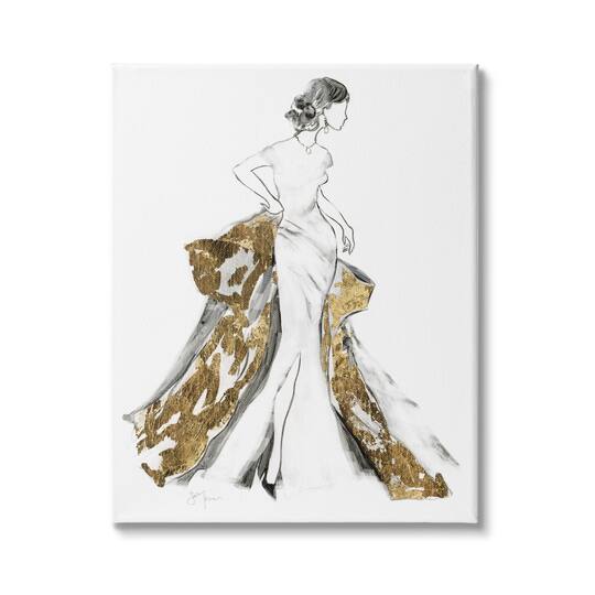 Stupell Industries Female Glam Coat Evening Dress Canvas Wall Art, 30 x 40, Yellow Stupell Industries Female Glam Coat Evening Dress Canvas Wall Art, 30 x 40, Yellow